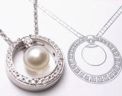 サークルペンダント 真珠トップ