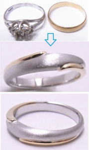 お手持ち地金を溶かしてコンビリングに加工 宝石工房ながお