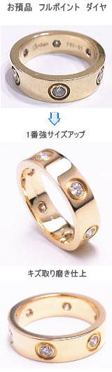 ラブリング フルダイヤ サイズ直し 宝石工房ながお
