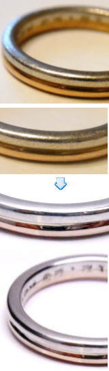 コンビリング　サイズ直し　宝石工房ながお