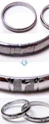 傷ついた結婚指輪　磨修理　宝石工房ながお