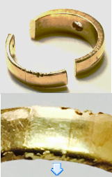 切断した18金の指輪