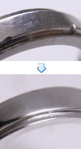 結婚指輪に深い傷　宝石工房ながお