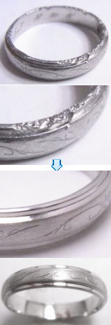 キズついたPt1000リングの修理　宝石工房ながお