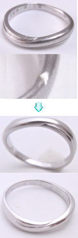 Pt1000リングの傷取り修理　宝石工房ながお