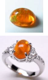 メキシコオパールの指輪　オーダーメイド　宝石工房ながお