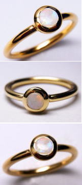 ミルキーオパールリング　18金　手作り