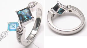 インディゴライトの指輪　オーダーメイド　宝石工房ながお