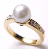 アコヤ真珠の指輪　手作り　宝石工房ながお