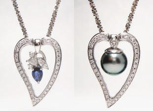 リーフペンダント　中石取替　宝石工房ながお