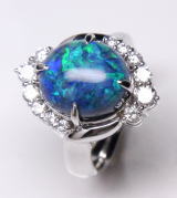 ブラックオパールのリング　オリジナルデザインで手作り　宝石工房ながお