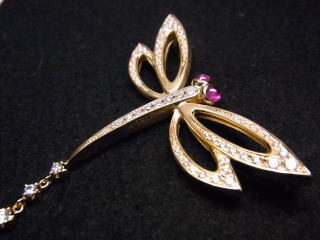 トンボのブローチ　オーダーメイド　宝石工房ながお