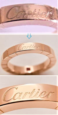 ラニエールリング　ロゴのキズ取磨き仕上　宝石工房ながお