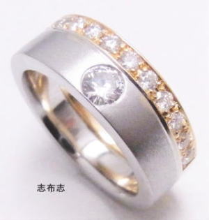 ダイヤコンビリング　0.205ｃｔ　手作り　宝石工房ながお