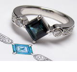 インディゴライトリング　オーダーメイド作品　宝石工房ながお