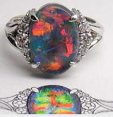 ブラックオパールリング　オーダーメイド作品　宝石工房ながお