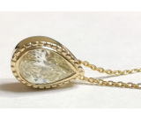 ペアシェイプダイヤペンダント　１８金を溶かして手作り　宝石工房ながお