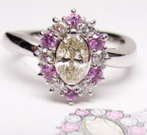 マーキスカットダイヤリング0.47ｃｔ　手造り作品