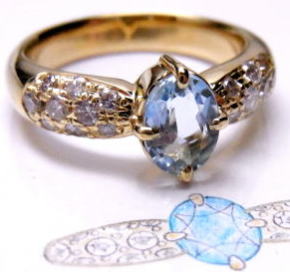 アクアマリン指輪　手作り作品　宝石工房ながお