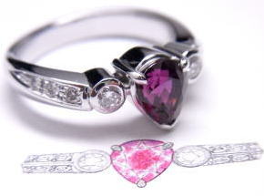 パープルサファイヤリング　オーダーメイド　宝石工房ながお