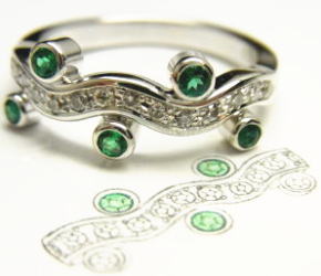 エメラルドリング　オーダーメイド　宝石工房ながお