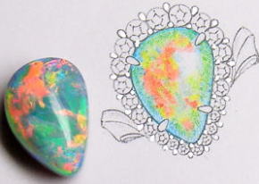 ブラックオパールリング　オーダーメイド　宝石工房ながお