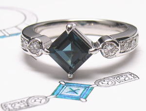 インディゴライトの指輪　オーダーメイド　宝石工房ながお