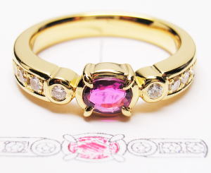 ルビーリング　手作り作品　宝石工房ながお