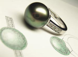 ブラックオパールの指輪　オーダーメイド　宝石工房ながお