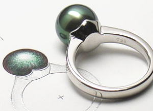 黒真珠リングをオーダーメイド　宝石工房ながお