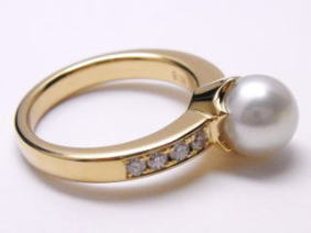 アコヤ真珠の指輪　手作り　宝石工房ながお
