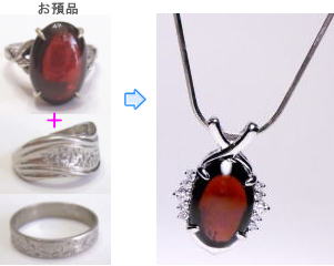 ガーネットペンダント　手作り作品　宝石工房ながお