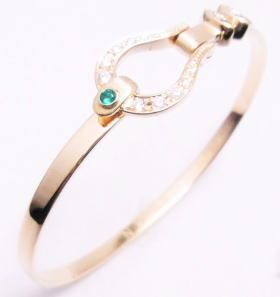 馬蹄バングル　１８金/エメラルド　宝石工房ながお