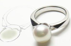 アコヤ真珠の指輪　オーダーメイド　宝石工房ながお