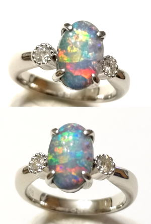 オパールリング　手作り作品　宝石工房ながお