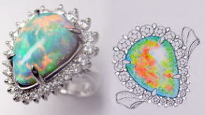 ブラックオパールリング　オーダーメイド　宝石工房ながお