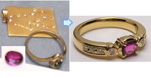 ルビーリング　溶かしてリフォーム　宝石工房ながお