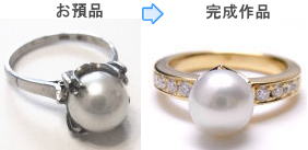 アコヤ真珠の指輪　手作り　宝石工房ながお