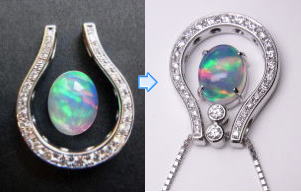 馬蹄ペンダント　オパールトップ　宝石工房ながお