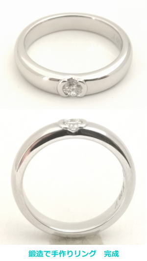 ハーフレールのダイヤ 結婚指輪 宝石工房ながお