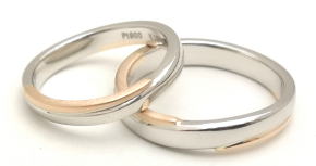 結婚指輪　コンビ鍛造で手作り　宝石工房ながお