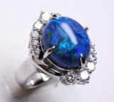 ブラックオパールのリング　オリジナルデザインで手作り　宝石工房ながお