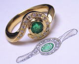 エメラルドリング　オーダーメイド　宝石工房ながお