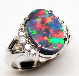 ブラックオパールの指輪　オーダーメイド　宝石工房ながお