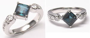 インディゴライトの指輪　オーダーメイド　宝石工房ながお