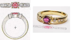 ルビーリング　手作り作品　宝石工房ながお