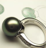 黒真珠の指輪　手作り作品　 宝石工房ながお