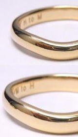 18金結婚指輪　鍛造で手作り