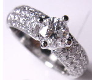 1ctのダイヤリング　パヴェ留め　宝石工房ながお