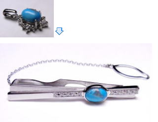 トルコ石でタイバー　オーダーメイド　宝石工房ながお